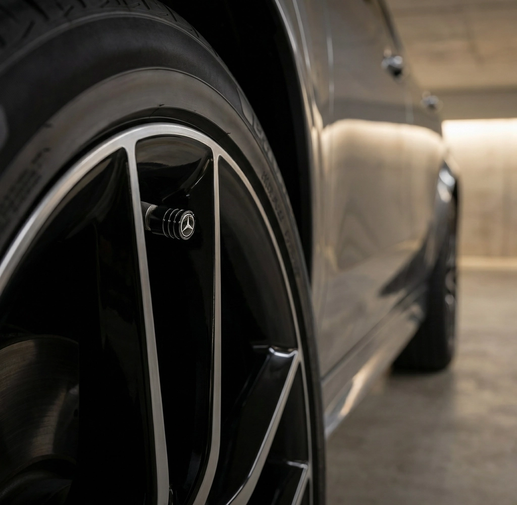 4 stk. Mercedes Benz Sorte Ventilhætter Alu