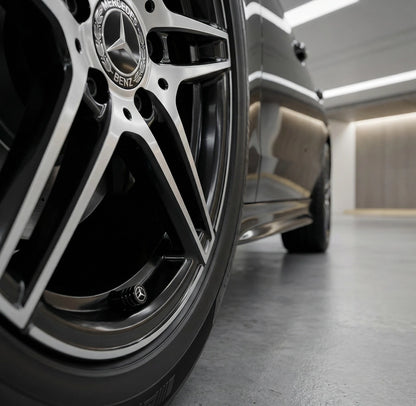 4 stk. Mercedes Benz Sorte Ventilhætter Alu