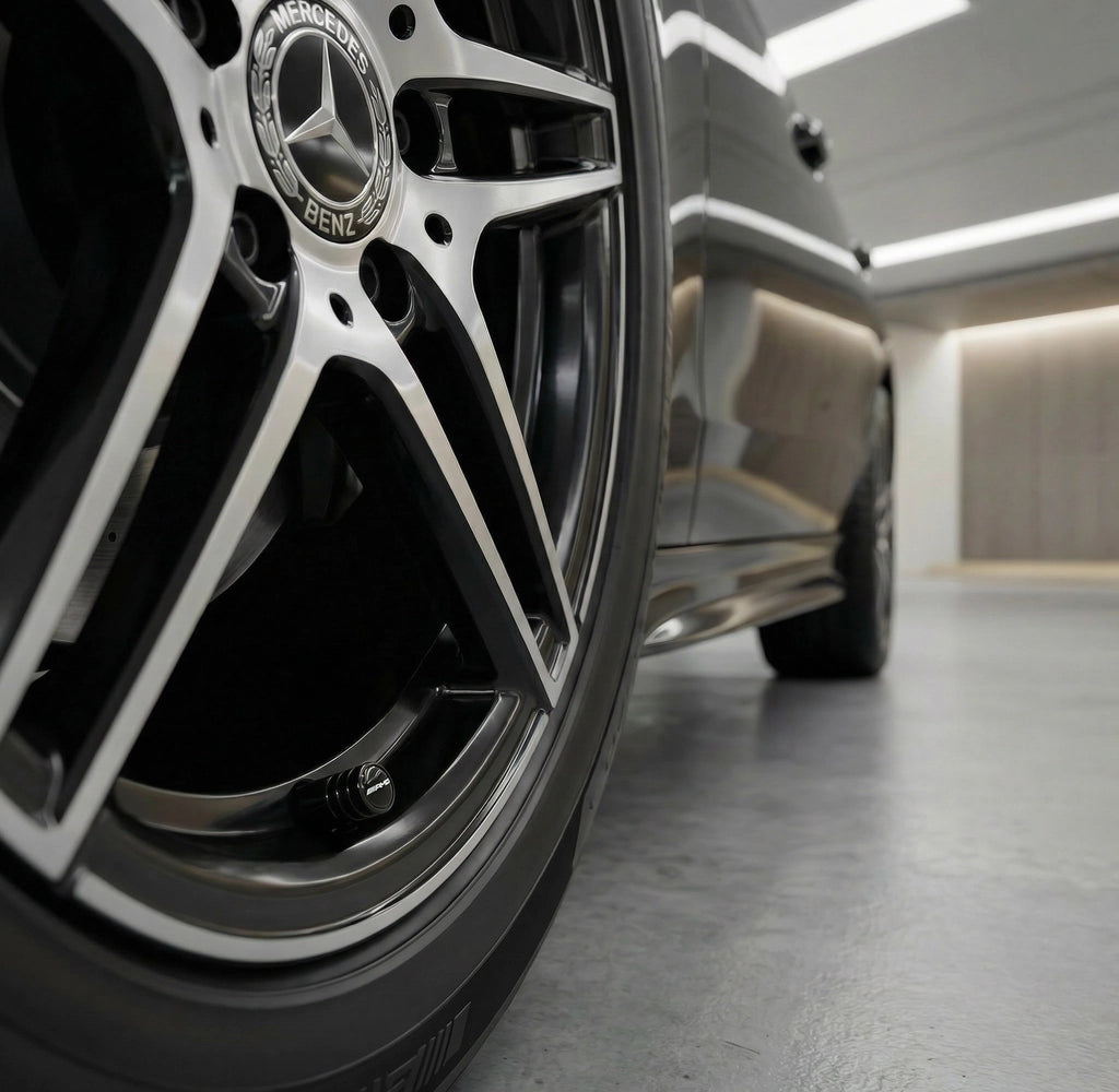 4 stk. Mercedes AMG Sorte Ventilhætter Aluminium