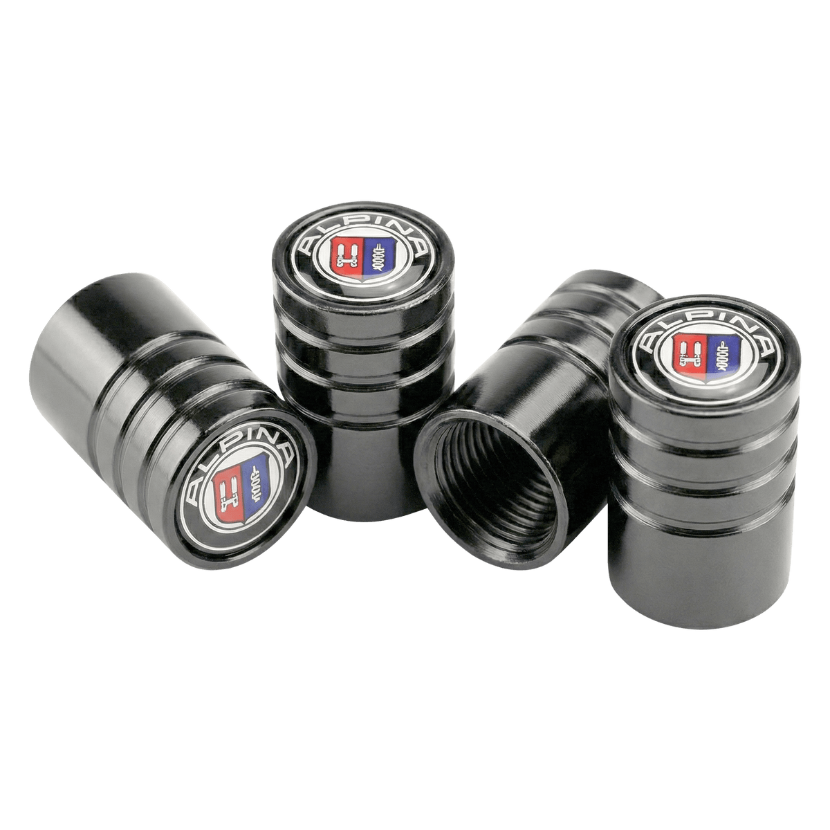 4 stk. Alpina Sorte Ventilhætter Aluminium
