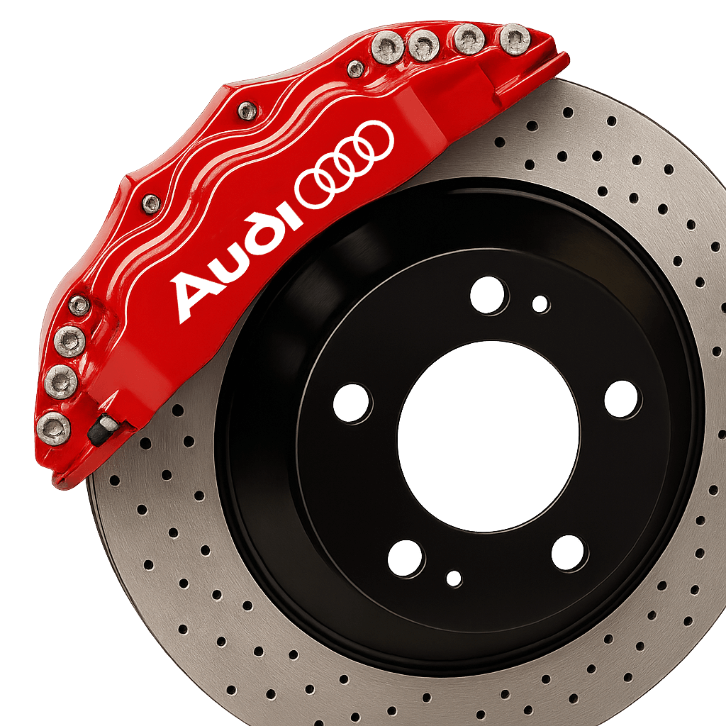 2 stk. Audi Logo Bremsekaliber klistermærker Hvid 95 × 15mm