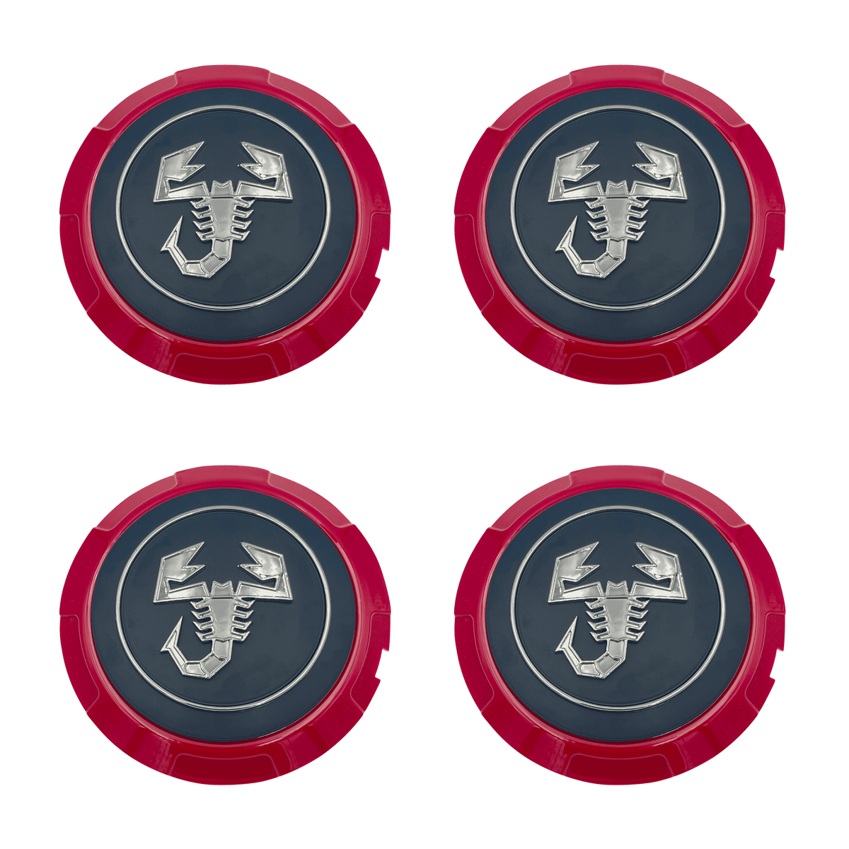 1 stk. Abarth Centerkapsler i Sort, Krom logo og Rød kant 133mm