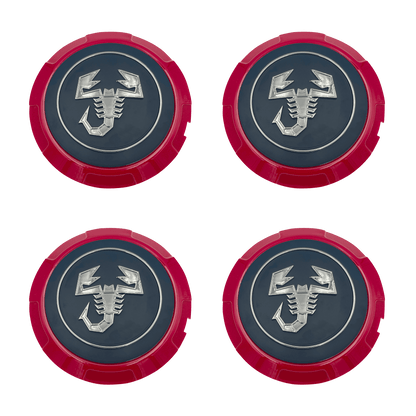 1 stk. Abarth Centerkapsler i Sort, Krom logo og Rød kant 133mm