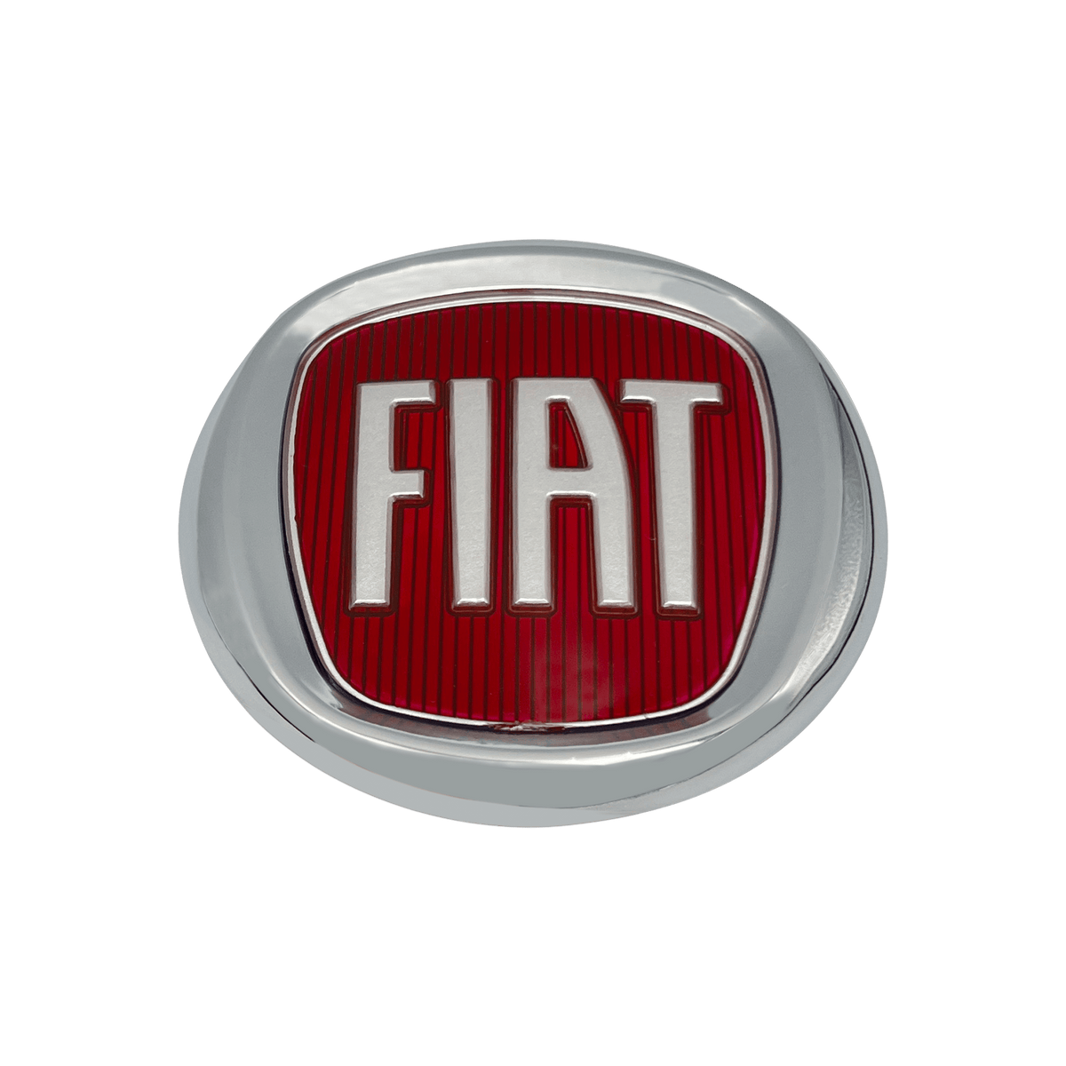 Fiat 500 baklogo i rødt og krom 92 mm