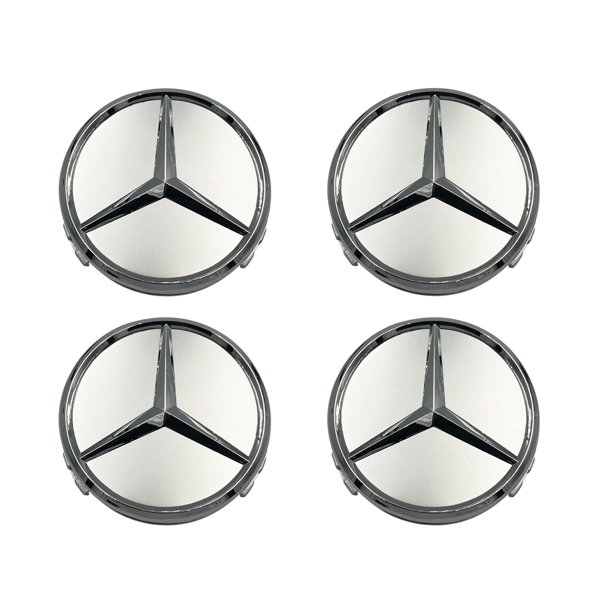 4 Stk. Chrome Mercedes Centerkapsler 75mm