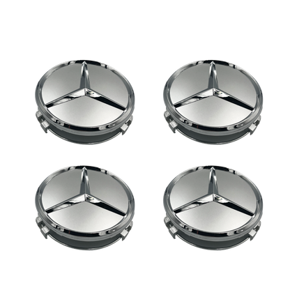 4 Stk. Chrome Mercedes Centerkapsler 75mm