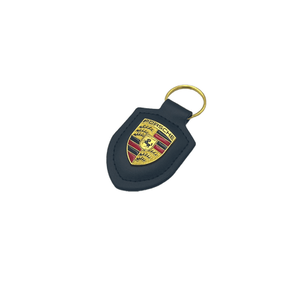 Porsche nøkkelring i ekte skinn med gyllen logo (5 varianter)