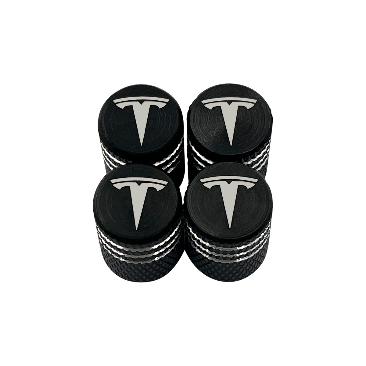 4 stk. Sort & Chrome Tesla ventilhætter