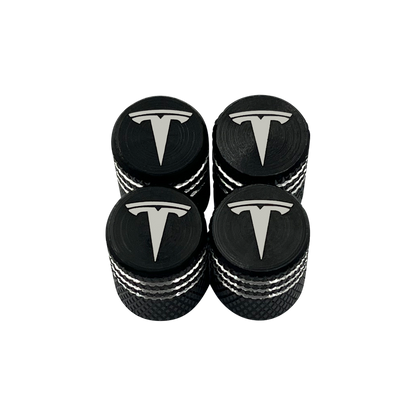 4 stk. Sort & Chrome Tesla ventilhætter