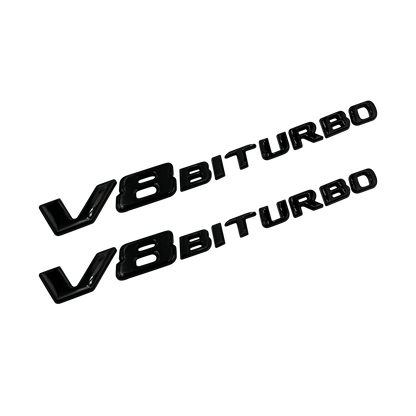2 stk. Sorte Mercedes V8biturbo Emblemer