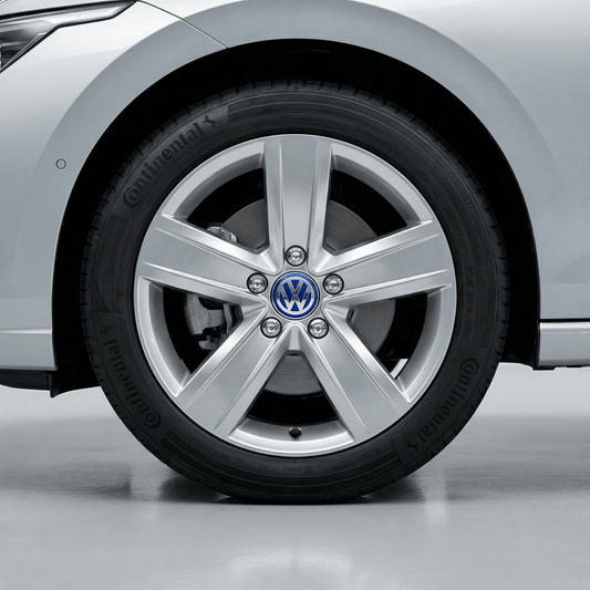 4 Stk. Blå & Chrome VW Centerkapsler