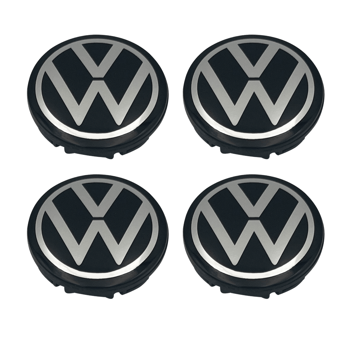 4 Stk. Sort & Chrome VW Centerkapsler 2016+