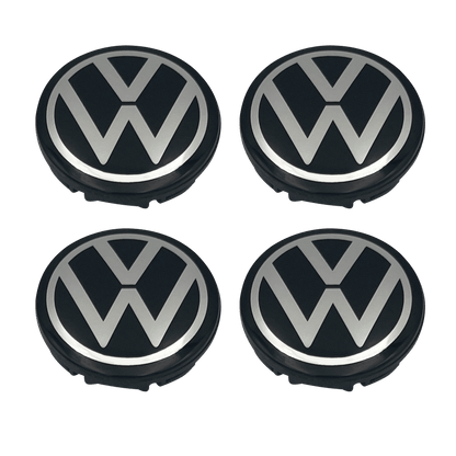 4 Stk. Sort & Chrome VW Centerkapsler 2016+
