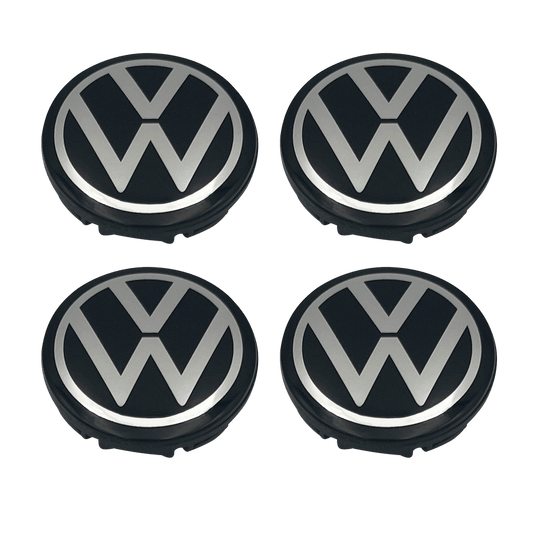 4 Stk. Sort & Chrome VW Centerkapsler 2016+