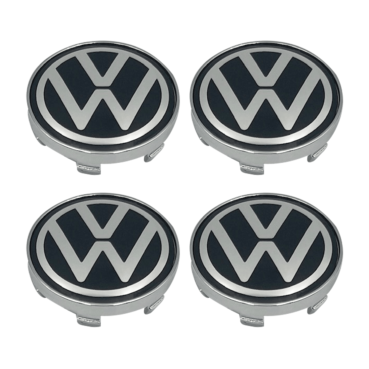 4 Stk. Sort & Chrome VW Centerkapsler 2016+