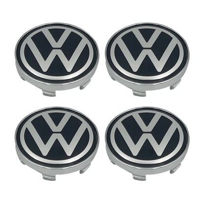 4 Stk. Sort & Chrome VW Centerkapsler 2016+