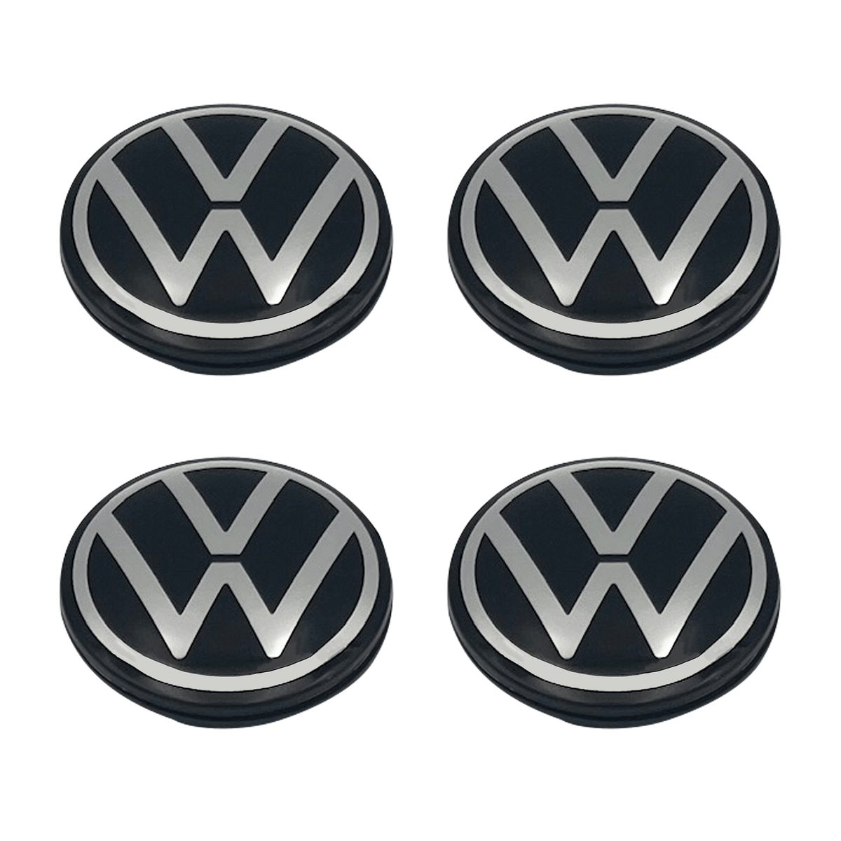 4 Stk. Sort & Chrome VW Centerkapsler 2016+
