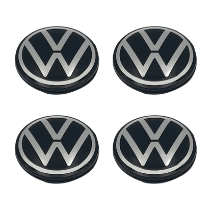 4 Stk. Sort & Chrome VW Centerkapsler 2016+
