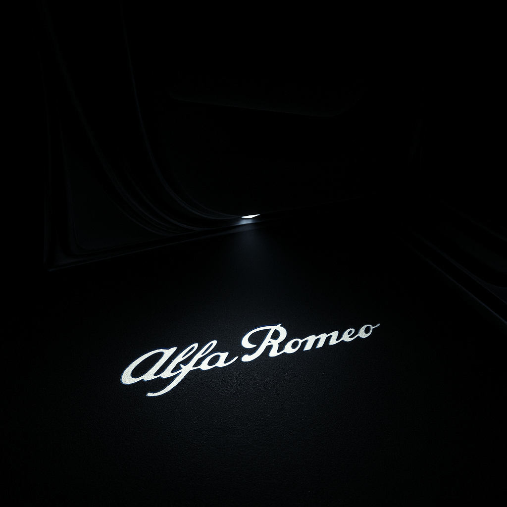 2 stk. Alfa Romeo tekstlogo innstegslys