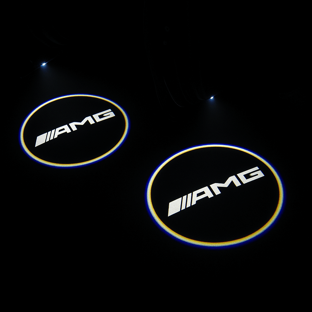 2 Stk. Mercedes AMG Logo med ring Indstigningslys