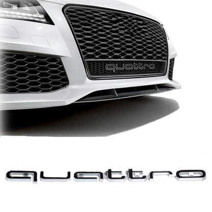 Audi quattro Front Grill Emblem Blank Sort med Chrome Kant