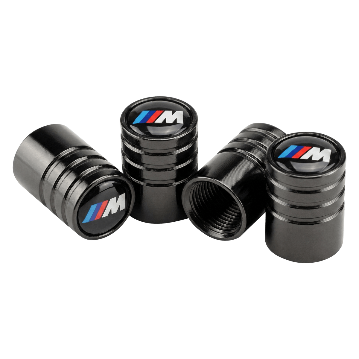 4 stk. BMW M-Sport Logo Ventilhætter Sort Aluminium