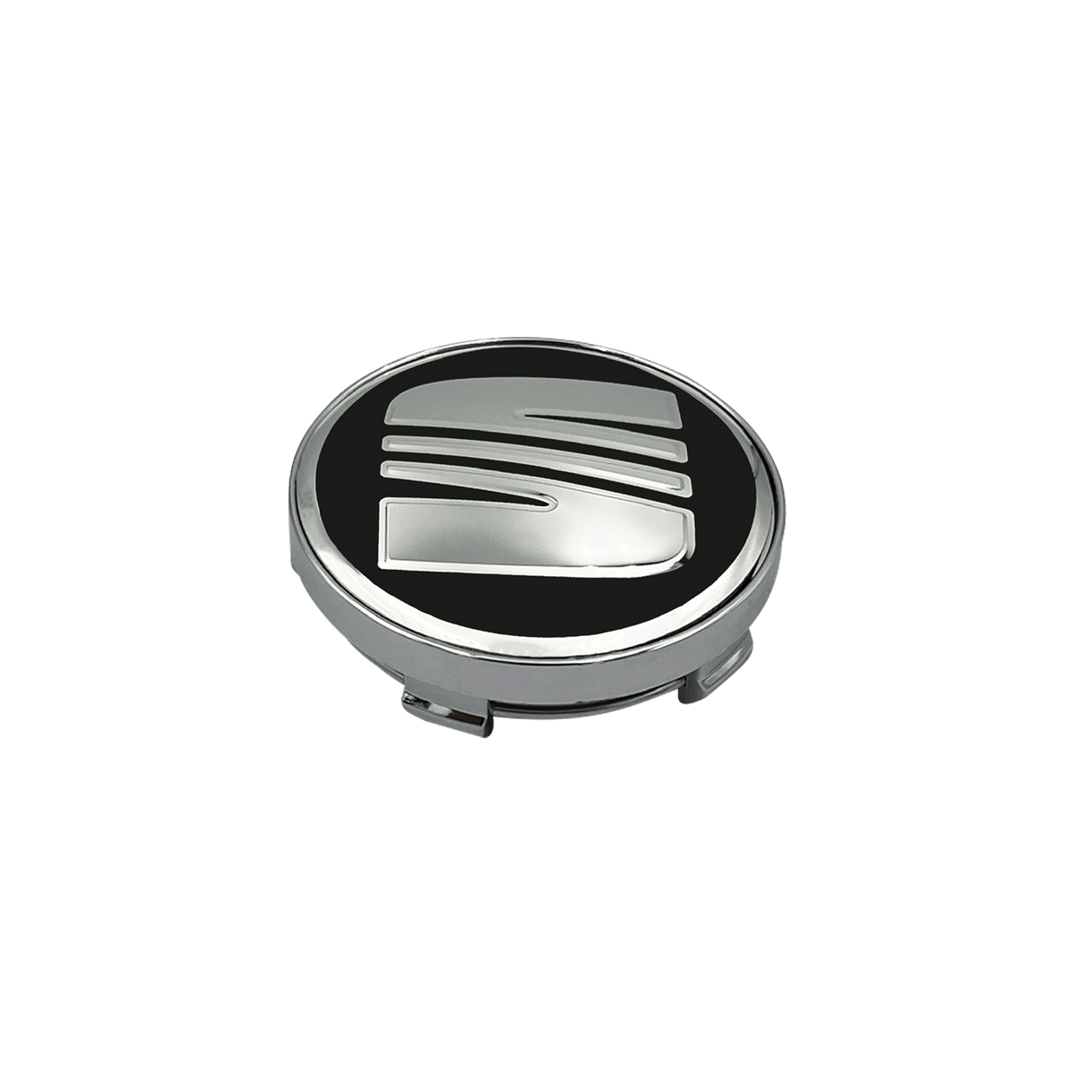 4 stk. Seat Centerkapsler Sort & Chrome 63 mm