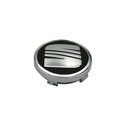 4 stk. Seat Centerkapsler Sort & Chrome 63 mm