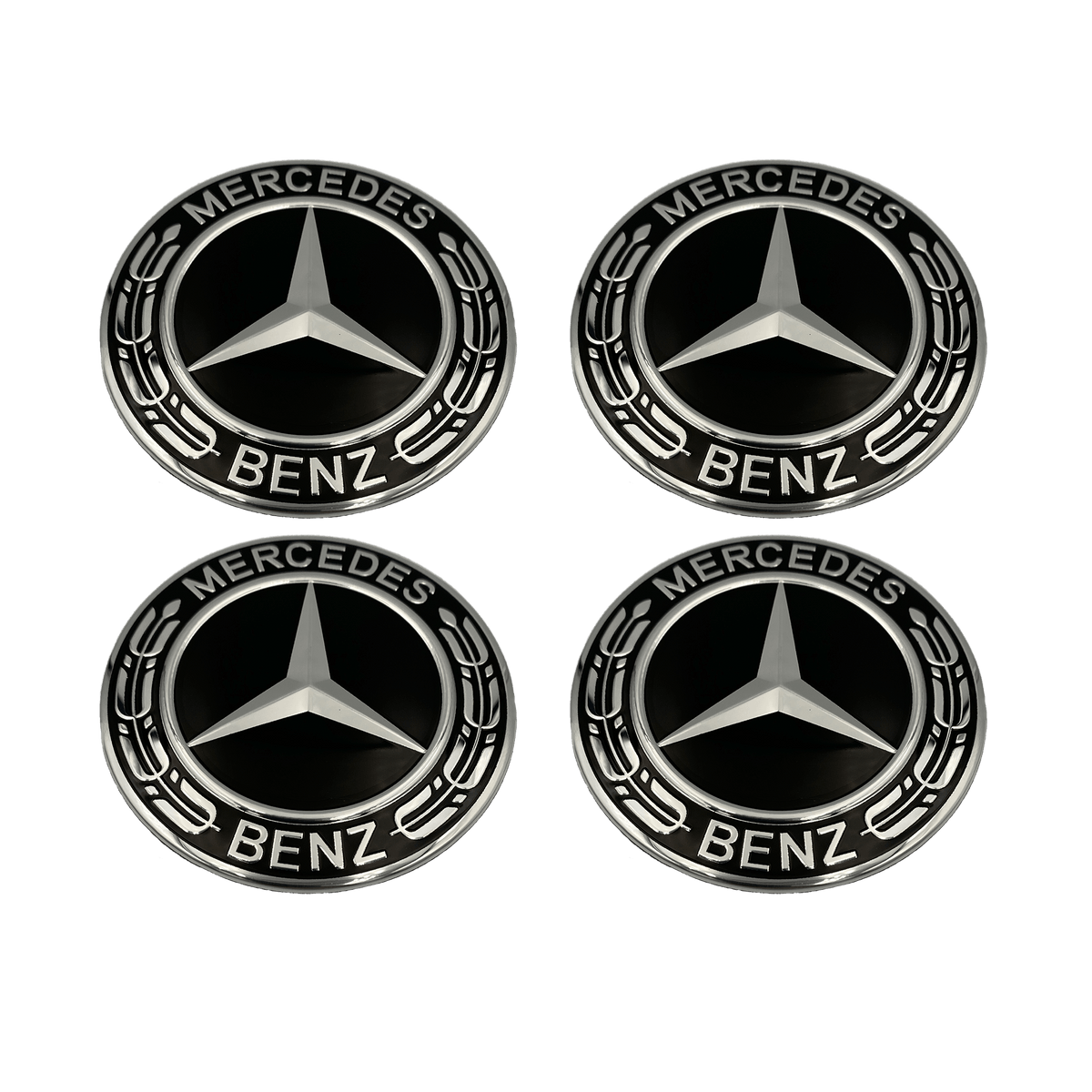 4 Stk. Sorte Mercedes Centerkapsler - Driverse - Centerkapsler - Driverse - Driverse - MB-OG-CK-SO-60 - 60mm - Sort - -