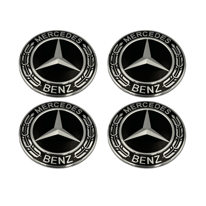 4 Stk. Sorte Mercedes Centerkapsler - Driverse - Centerkapsler - Driverse - Driverse - MB-OG-CK-SO-60 - 60mm - Sort - -