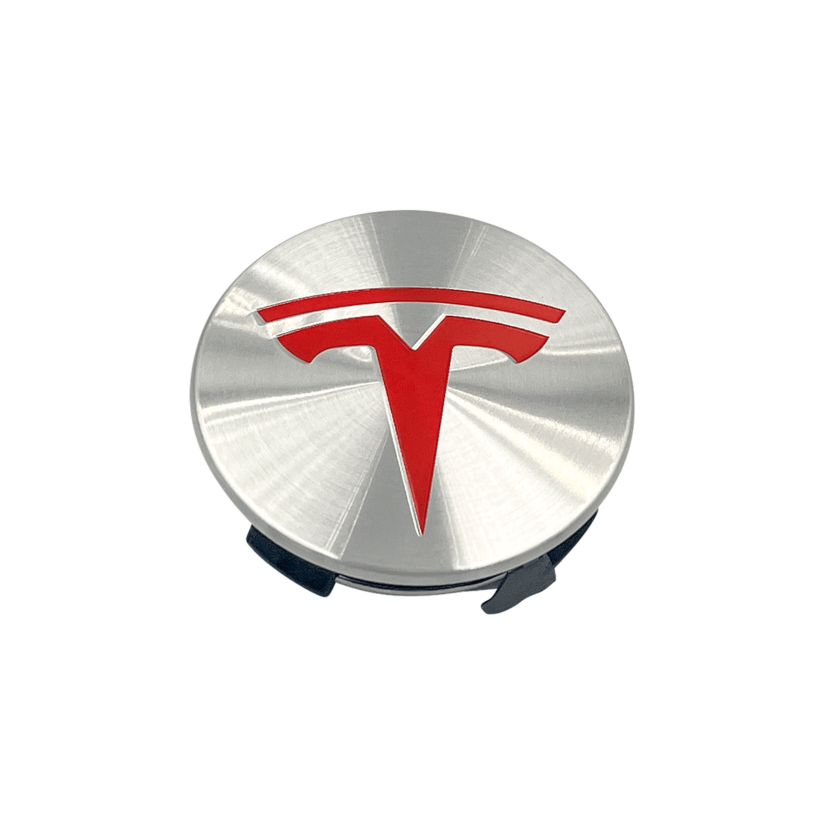 4 stk. Rød & Chrome Tesla Centerkapsler 57mm