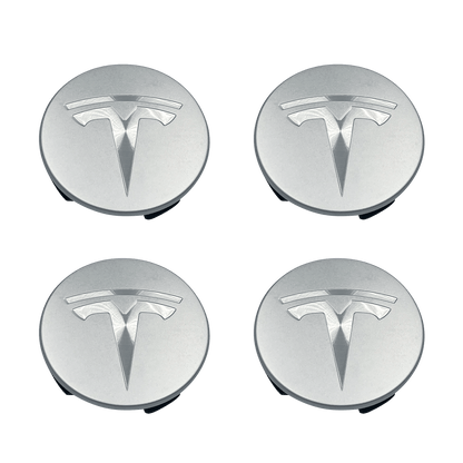 4 stk. Chrome Tesla Centerkapsler 57mm