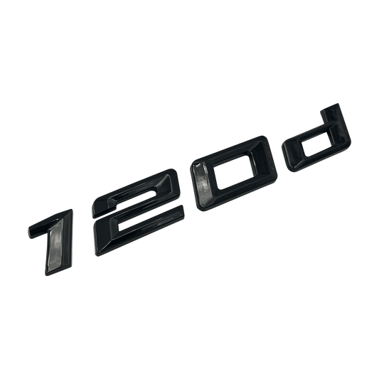 Svart BMW 120d emblem 