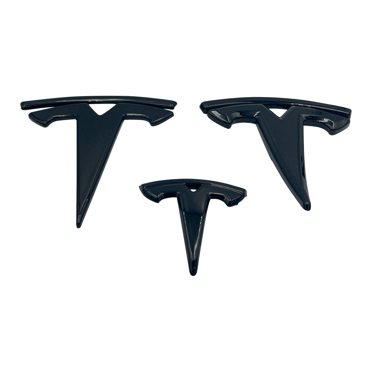 3 stykker. Svart Tesla Model S-logosett 